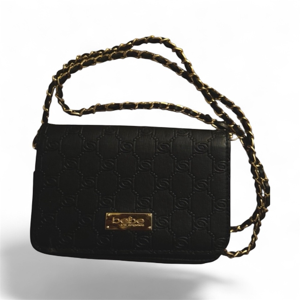 BEBE NWOT Black Vegan Leather Quilted Crossbody Bag